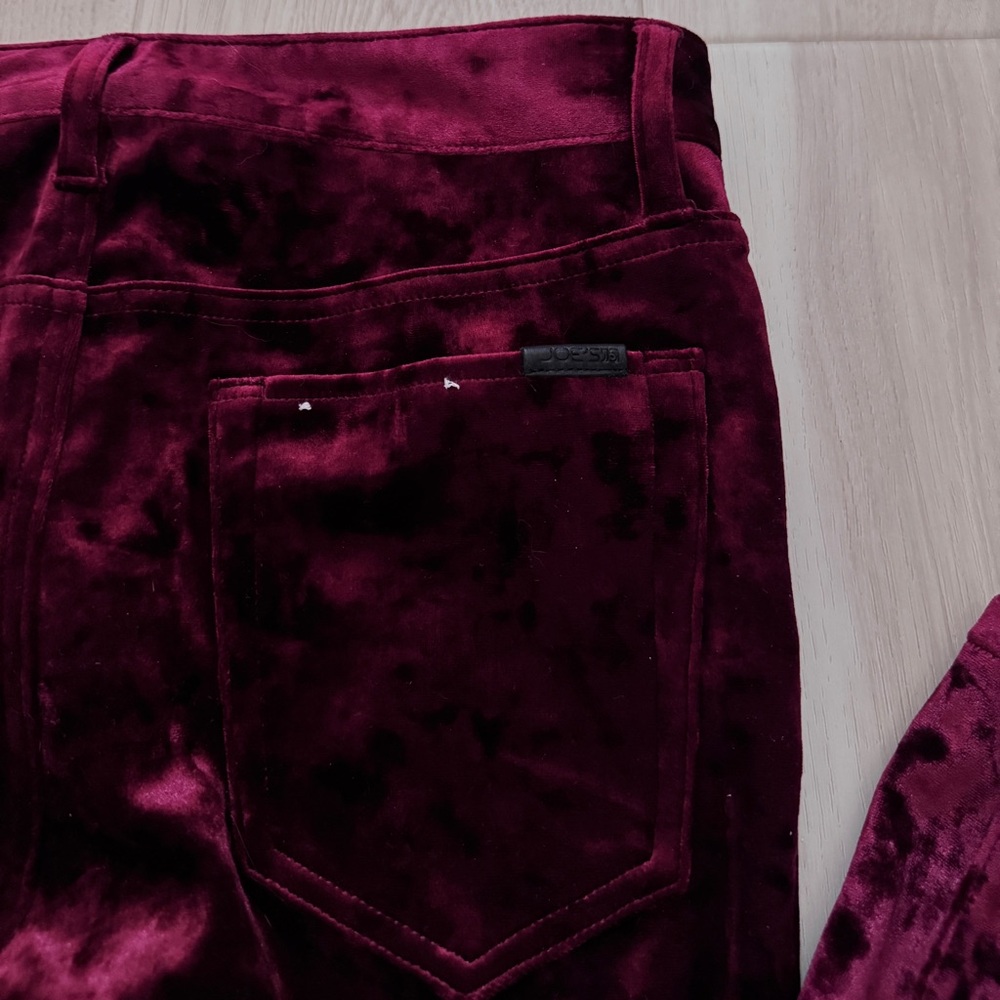 NWOT Joe's Jeans “The Charlie” High Rise Velvet Skinny Jeans Red Maroon Size 26 - Picture 5 of 5